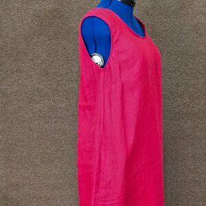 Amour Linen Norah Loose Linen Dress Viva Magenta Sz XL